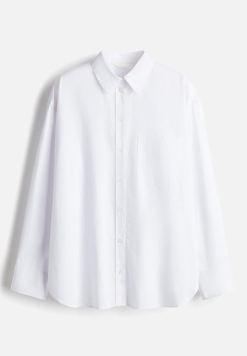 H&M - Oversized cotton poplin shirt - white