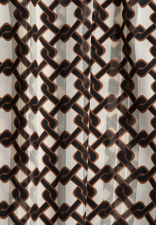 H&M - Stand-collar blouse - brown patterned