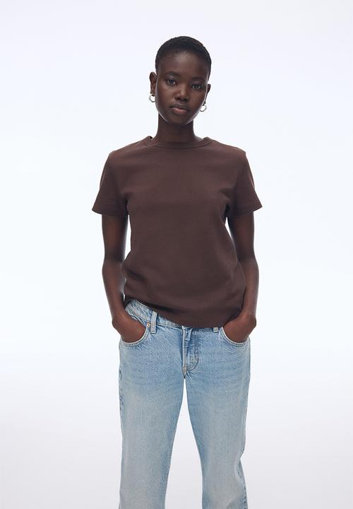 H&M - Cotton T-shirt - dark brown 