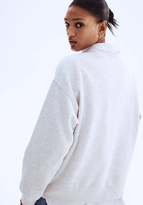 H&M - Text-motif sweatshirt - light grey marl/le marais 