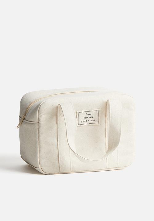 Cotton canvas lunch cool bag - light beige