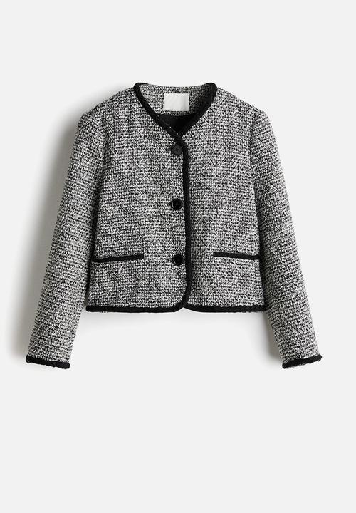 H&M - Bouclé jacket - black & white marl 