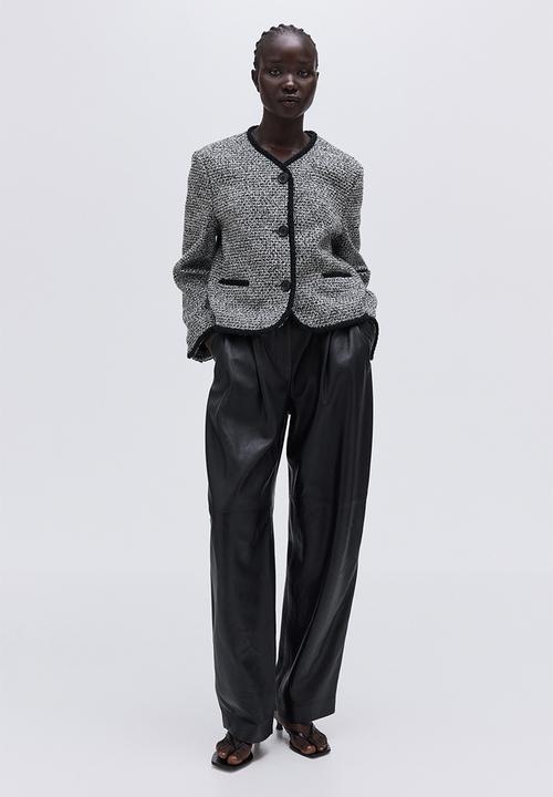 H&M - Bouclé jacket - black & white marl 