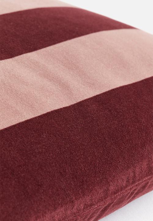 H&M - Striped velvet cushion cover - dusty pink/striped