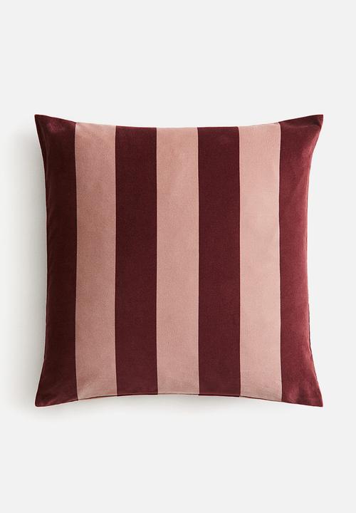 H&M - Striped velvet cushion cover - dusty pink/striped