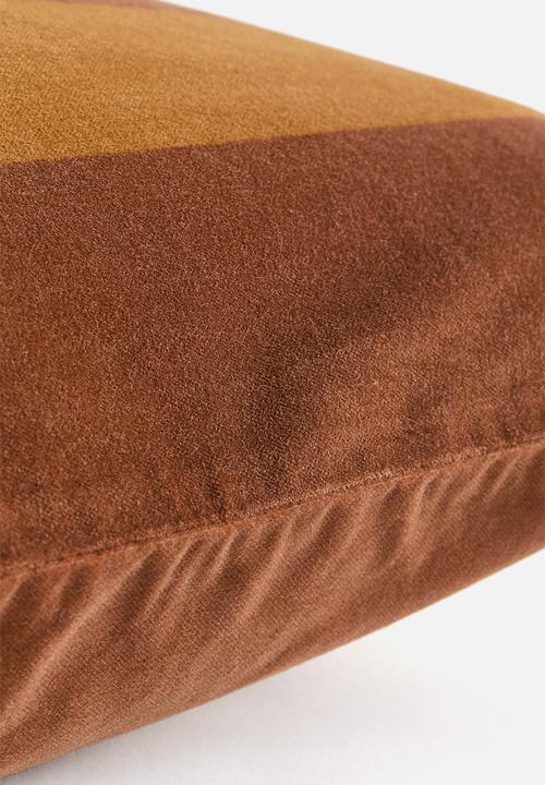 H&M - Striped velvet cushion cover - mustard yellow/striped