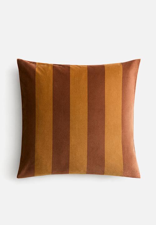 H&M - Striped velvet cushion cover - mustard yellow/striped