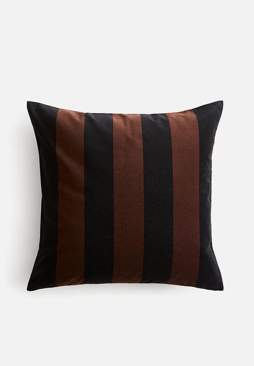 H&M - Striped velvet cushion cover - black/striped