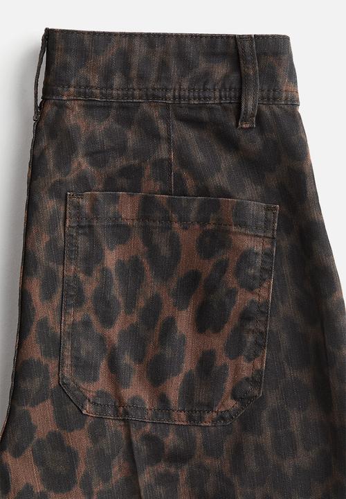 H&M - Wide high jeans - dark brown leopard print