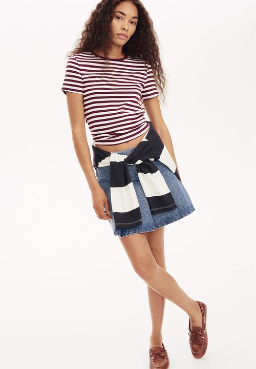 H&M - Cotton T-shirt - burgundy/striped