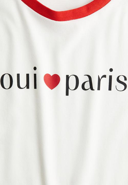 H&M - Cotton T-shirt - white/paris