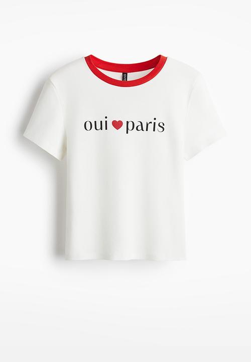 H&M - Cotton T-shirt - white/paris