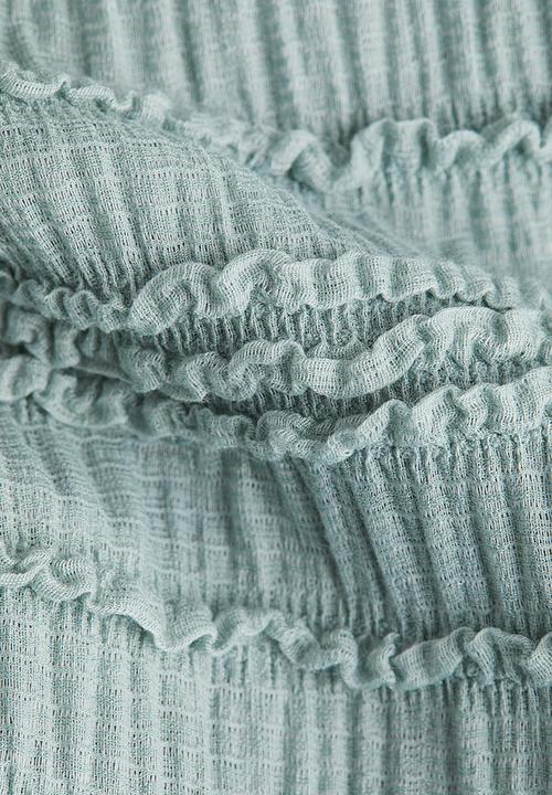 H&M - Frill-trimmed peplum top - dusty turquoise 