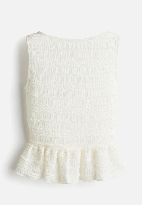 H&M - Frill-trimmed peplum top - white