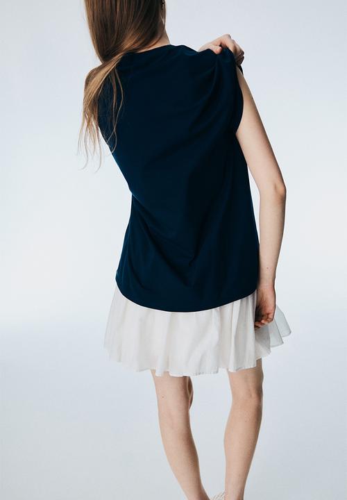 H&M - Oversized printed T-shirt - navy blue/milano