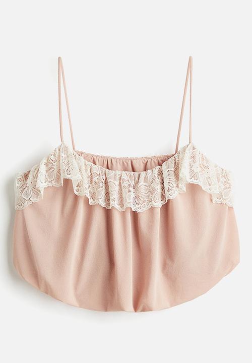 H&M - Bubble-hem strappy top - peach pink