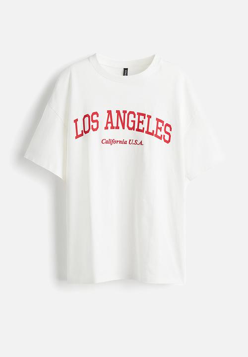 H&M - Oversized printed T-shirt - white/los angeles