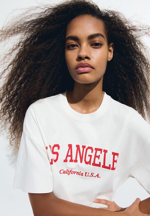 H&M - Oversized printed T-shirt - white/los angeles
