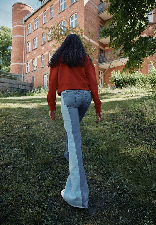 H&M - Two-toned wide ultra high jeans - denim blue colour block