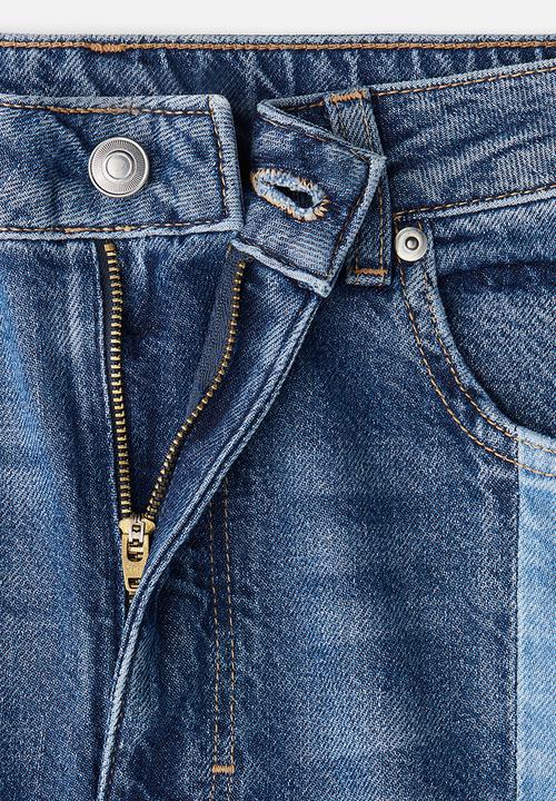H&M - Two-toned wide ultra high jeans - denim blue colour block