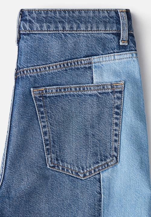 H&M - Two-toned wide ultra high jeans - denim blue colour block