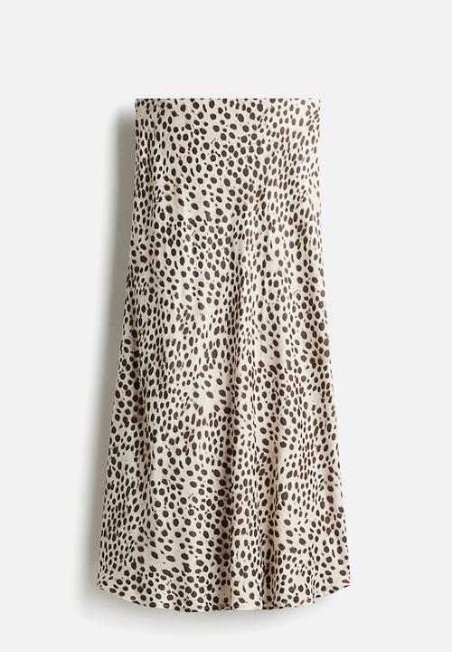H&M - Midi skirt - light beige/leopard print 