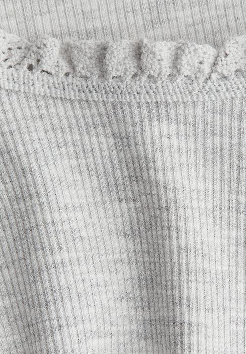 H&M - Lace-trimmed top - light grey marl