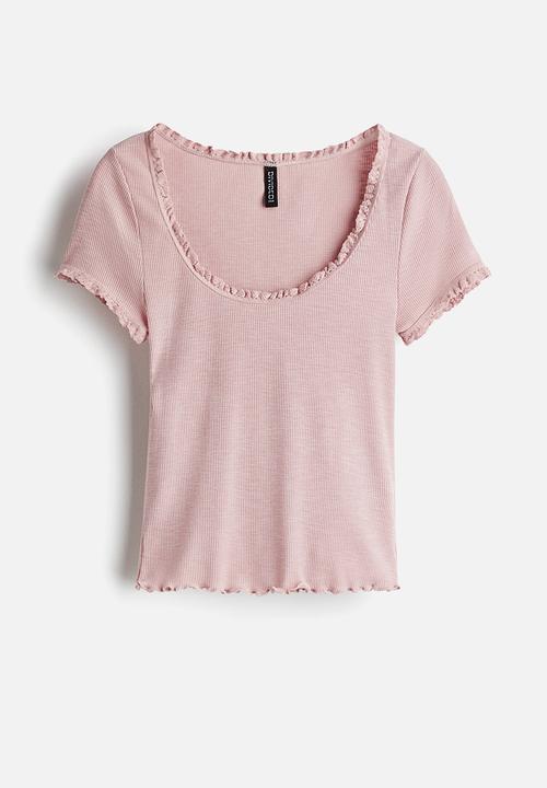 H&M - Lace-trimmed top - dusty pink