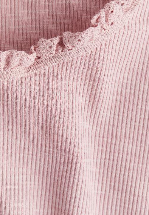 H&M - Lace-trimmed top - dusty pink