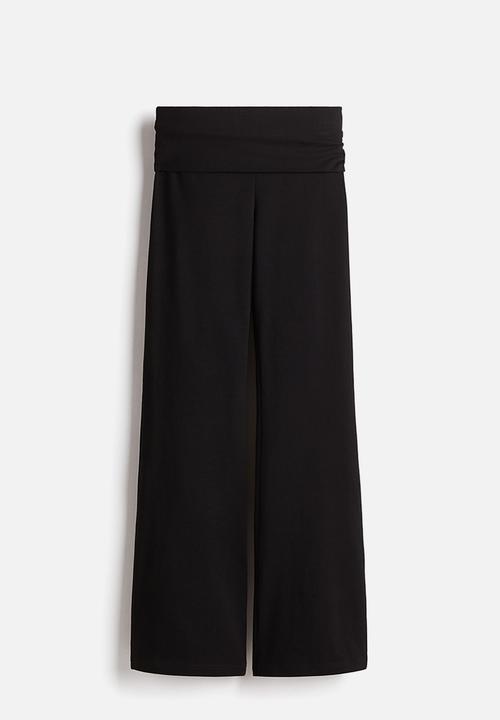 H&M - Foldover-waist cotton trousers - black