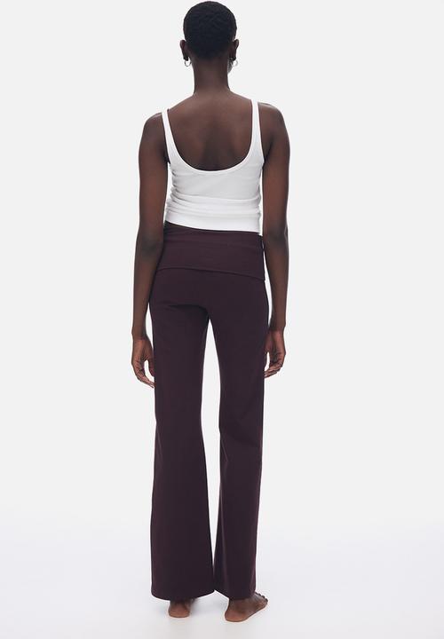 H&M - Foldover-waist cotton trousers - burgundy