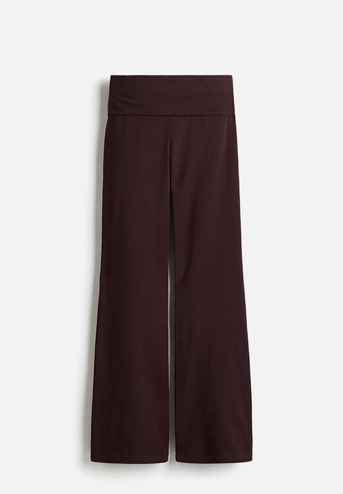 H&M - Foldover-waist cotton trousers - burgundy