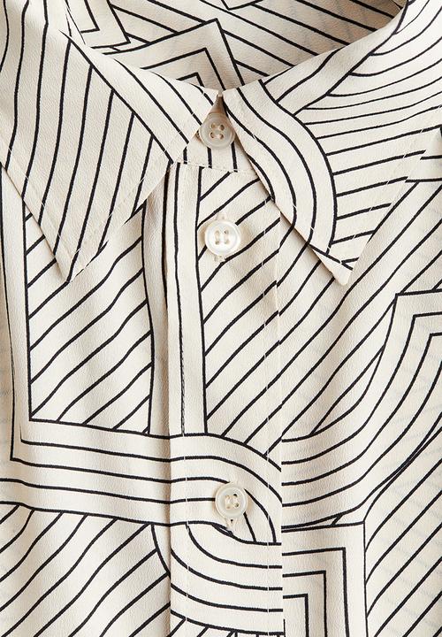 H&M - Oversized printed shirt - cream patterned