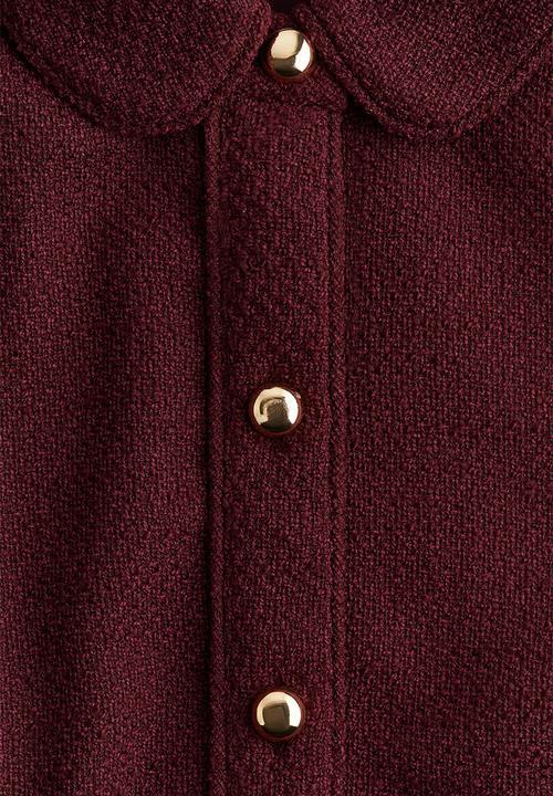 H&M - Collared bouclé dress - burgundy