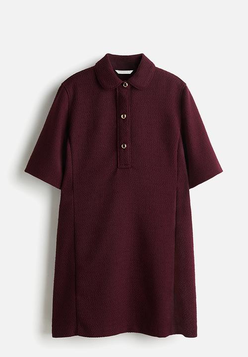 H&M - Collared bouclé dress - burgundy