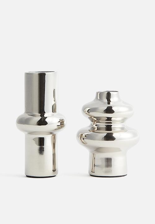 H&M - 2 Pack mini metal vases - silver-coloured