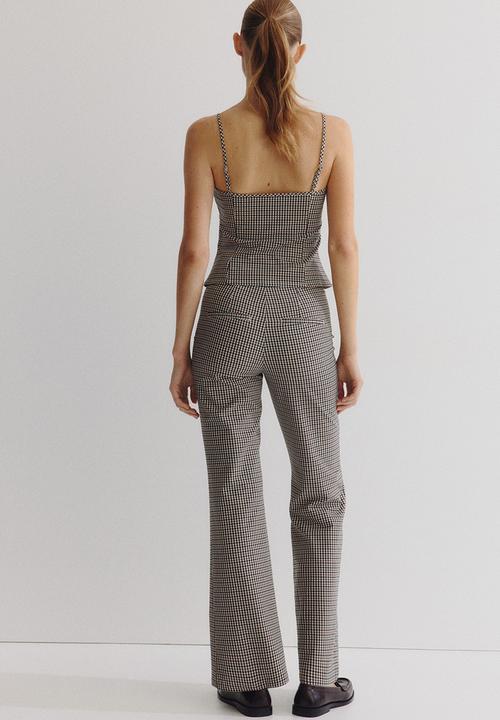 H&M - Flared trousers - beige checked