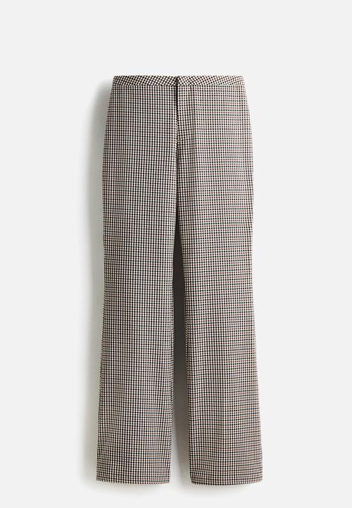 H&M - Flared trousers - beige checked