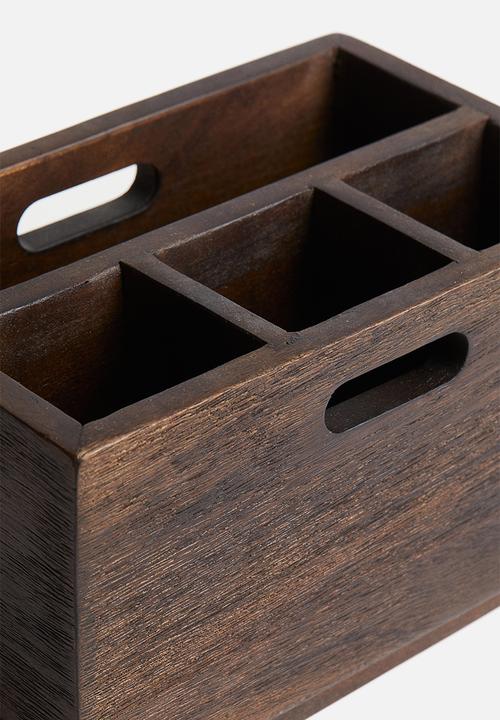 H&M - Mango wood cutlery holder - brown
