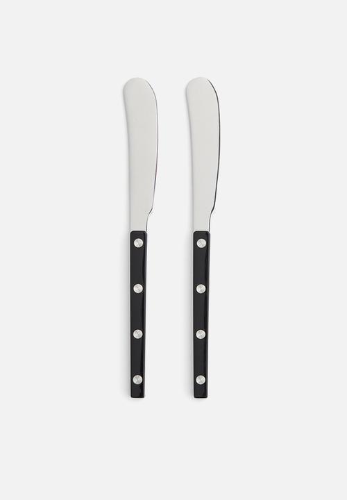 H&M - 2 Pack stainless steel butter knives - black