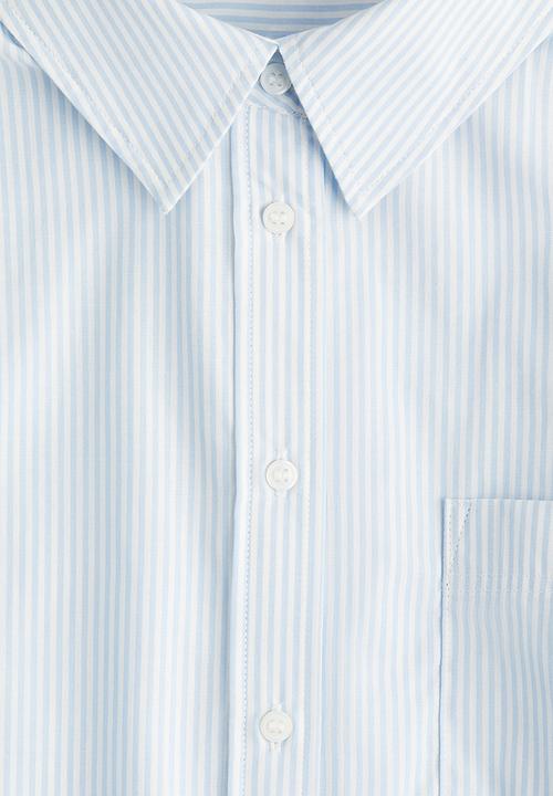 H&M - Oversized cotton shirt -light blue/striped 