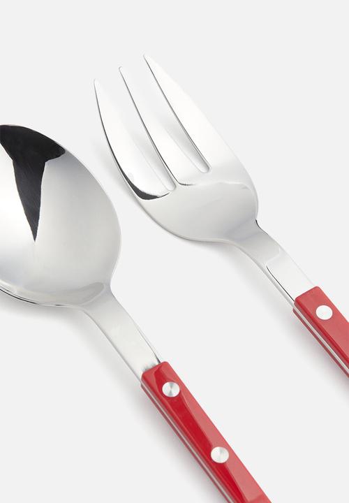 H&M - Stainless steel salad servers - red