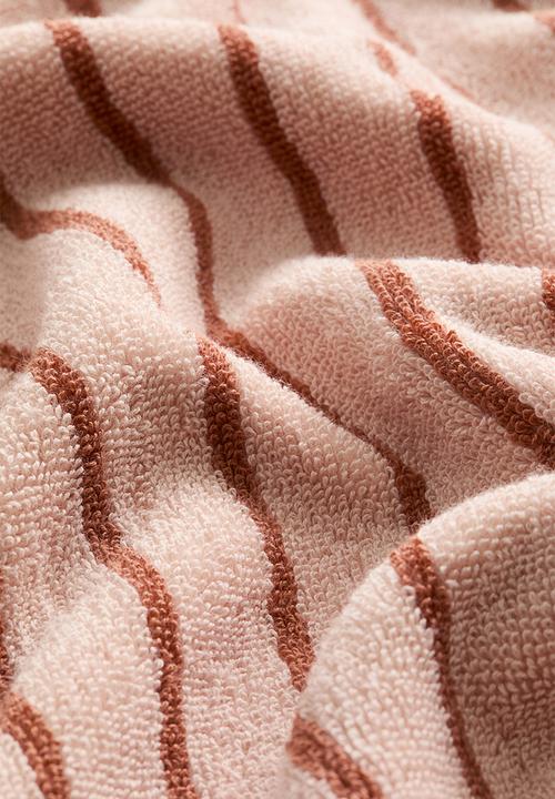 H&M - Striped bath towel - light pink terracotta striped 