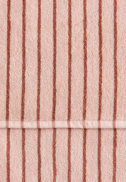 H&M - Striped bath towel - light pink terracotta striped 