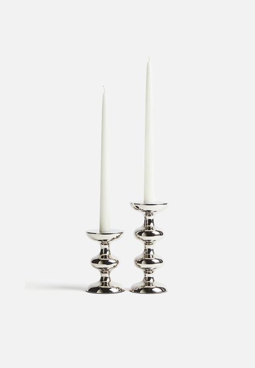 H&M - Small metal candle holder - silver-coloured