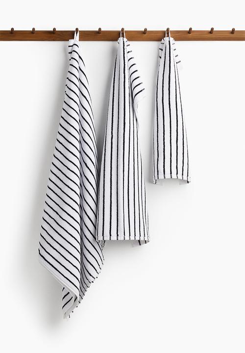 H&M - Striped hand towel - white,multi