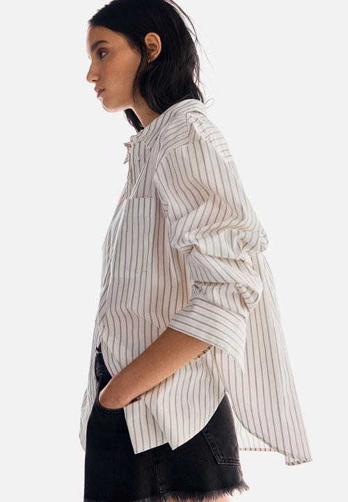 H&M - Oversized cotton shirt - multi,white