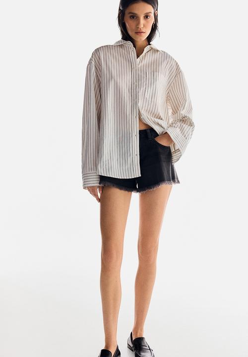 H&M - Oversized cotton shirt - multi,white