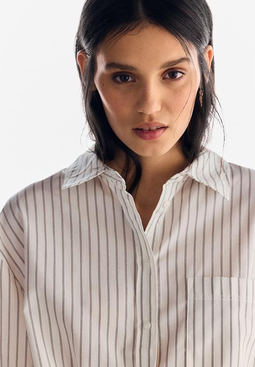 H&M - Oversized cotton shirt - multi,white