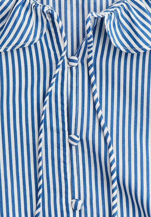 H&M - Frill-collared blouse - blue/striped